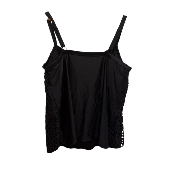 Pennington's Voglio Black Geometric Cut Out Tankini Top Size 2x Bathing Suit - Picture 2 of 8
